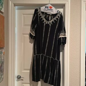EShakti Wayward Fancies Graphic embellished stripe gauze shift dress